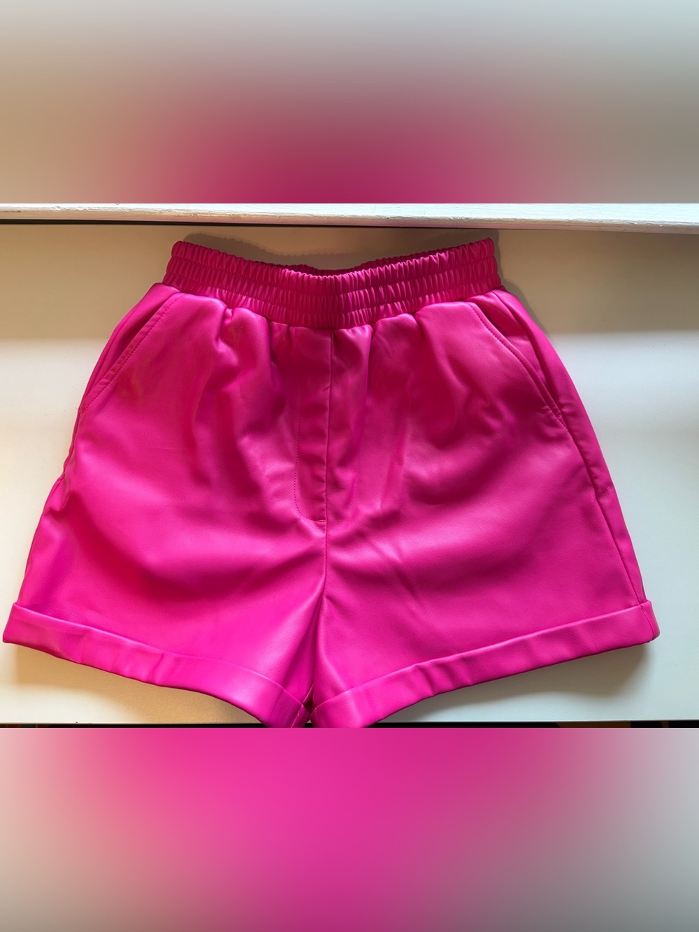 Steve Madden Hot Pink High-Waist Elastic Shorts
